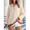 imageEVALESS Oversized Sweatshirt for Women 2024 Fall Outfits Fashion Long Sleeve Shirts Striped Quarter Zip Pullover TopsE Cream Color