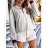 imageEVALESS Oversized Sweatshirt for Women 2024 Fall Outfits Fashion Long Sleeve Shirts Striped Quarter Zip Pullover TopsE Light Grey