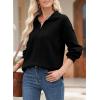 imageEVALESS Sweatshirt for Women Casual Long Sleeve Quarter Zip Pullover Textured Tops 2024 Fall Clothes with PocketsBlack