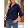 imageEVALESS Sweatshirt for Women Casual Long Sleeve Quarter Zip Pullover Textured Tops 2024 Fall Clothes with PocketsNavy Blue