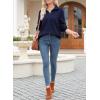 imageEVALESS Sweatshirt for Women Casual Long Sleeve Quarter Zip Pullover Textured Tops 2024 Fall Clothes with PocketsNavy Blue