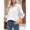 imageEVALESS Sweatshirt for Women Casual Long Sleeve Quarter Zip Pullover Textured Tops 2024 Fall Clothes with PocketsWhite