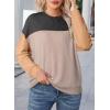 imageEVALESS Womens Long Sleeve Crewneck Shirts Tops Color Block Lightweight Oversized Loose Fit TopB Black