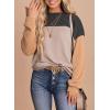 imageEVALESS Womens Long Sleeve Crewneck Shirts Tops Color Block Lightweight Oversized Loose Fit TopB Black
