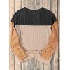imageEVALESS Womens Long Sleeve Crewneck Shirts Tops Color Block Lightweight Oversized Loose Fit TopB Black