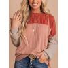 imageEVALESS Womens Long Sleeve Crewneck Shirts Tops Color Block Lightweight Oversized Loose Fit TopB Coral