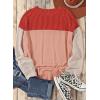 imageEVALESS Womens Long Sleeve Crewneck Shirts Tops Color Block Lightweight Oversized Loose Fit TopB Coral
