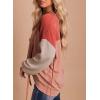 imageEVALESS Womens Long Sleeve Crewneck Shirts Tops Color Block Lightweight Oversized Loose Fit TopB Coral