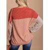 imageEVALESS Womens Long Sleeve Crewneck Shirts Tops Color Block Lightweight Oversized Loose Fit TopB Coral