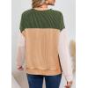 imageEVALESS Womens Long Sleeve Crewneck Shirts Tops Color Block Lightweight Oversized Loose Fit TopB Dark Green