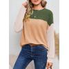 imageEVALESS Womens Long Sleeve Crewneck Shirts Tops Color Block Lightweight Oversized Loose Fit TopB Dark Green