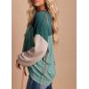 imageEVALESS Womens Long Sleeve Crewneck Shirts Tops Color Block Lightweight Oversized Loose Fit TopB Green