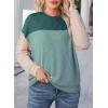 imageEVALESS Womens Long Sleeve Crewneck Shirts Tops Color Block Lightweight Oversized Loose Fit TopB Green