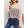 imageEVALESS Womens Long Sleeve Crewneck Shirts Tops Color Block Lightweight Oversized Loose Fit TopB Grey