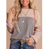 imageEVALESS Womens Long Sleeve Crewneck Shirts Tops Color Block Lightweight Oversized Loose Fit TopB Grey