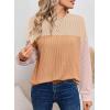 imageEVALESS Womens Long Sleeve Crewneck Shirts Tops Color Block Lightweight Oversized Loose Fit TopB Light Khaki
