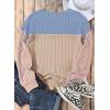imageEVALESS Womens Long Sleeve Crewneck Shirts Tops Color Block Lightweight Oversized Loose Fit TopB Light Khaki