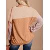 imageEVALESS Womens Long Sleeve Crewneck Shirts Tops Color Block Lightweight Oversized Loose Fit TopB Light Khaki