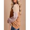 imageEVALESS Womens Long Sleeve Crewneck Shirts Tops Color Block Lightweight Oversized Loose Fit TopB Light Khaki