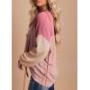 imageEVALESS Womens Long Sleeve Crewneck Shirts Tops Color Block Lightweight Oversized Loose Fit TopB Pink