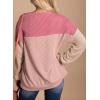 imageEVALESS Womens Long Sleeve Crewneck Shirts Tops Color Block Lightweight Oversized Loose Fit TopB Pink