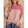 imageEVALESS Womens Long Sleeve Crewneck Shirts Tops Color Block Lightweight Oversized Loose Fit TopB Pink