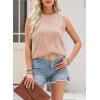 imageEVALESS Womens Spring Summer Tank Tops Wavy Textured Office Work Business Dressy Casual Crewneck Sleeveless Top Shirts for Ladies Pink Large