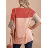 imageEVALESS Womens Summer Short Sleeve Crewneck Shirts Tops Color Block Lightweight Tee Shirt TopB Coral Red