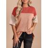imageEVALESS Womens Summer Short Sleeve Crewneck Shirts Tops Color Block Lightweight Tee Shirt TopB Coral Red