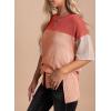 imageEVALESS Womens Summer Short Sleeve Crewneck Shirts Tops Color Block Lightweight Tee Shirt TopB Coral Red