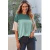 imageEVALESS Womens Summer Short Sleeve Crewneck Shirts Tops Color Block Lightweight Tee Shirt TopB Green