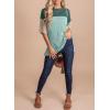 imageEVALESS Womens Summer Short Sleeve Crewneck Shirts Tops Color Block Lightweight Tee Shirt TopB Green