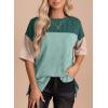 imageEVALESS Womens Summer Short Sleeve Crewneck Shirts Tops Color Block Lightweight Tee Shirt TopB Green