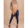 imageEVALESS Womens Summer Short Sleeve Crewneck Shirts Tops Color Block Lightweight Tee Shirt TopB Khaki