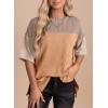 imageEVALESS Womens Summer Short Sleeve Crewneck Shirts Tops Color Block Lightweight Tee Shirt TopB Khaki