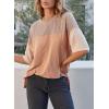 imageEVALESS Womens Summer Short Sleeve Crewneck Shirts Tops Color Block Lightweight Tee Shirt TopB Khaki