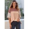 imageEVALESS Womens Summer Short Sleeve Crewneck Shirts Tops Color Block Lightweight Tee Shirt TopB Light Brown