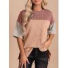 imageEVALESS Womens Summer Short Sleeve Crewneck Shirts Tops Color Block Lightweight Tee Shirt TopB Light Brown