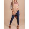 imageEVALESS Womens Summer Short Sleeve Crewneck Shirts Tops Color Block Lightweight Tee Shirt TopB Light Brown