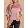 imageEVALESS Womens Summer Short Sleeve Crewneck Shirts Tops Color Block Lightweight Tee Shirt TopB Pink