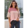 imageEVALESS Womens Summer Short Sleeve Crewneck Shirts Tops Color Block Lightweight Tee Shirt TopB Pink