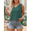 imageEVALESS Womens Tank Tops V Neck Casual Summer Flowy Smocked Sleeveless Camisole Blouses Basic T ShirtsGreen