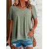 imageEVALESS Womens Waffle Knit Tops Summer Lightweight Oversized Short Sleeve Crewneck Tunic Shirts TopsB Avocado Green