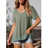 imageEVALESS Womens Waffle Knit Tops Summer Lightweight Oversized Short Sleeve Crewneck Tunic Shirts TopsB Avocado Green