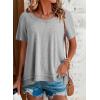 imageEVALESS Womens Waffle Knit Tops Summer Lightweight Oversized Short Sleeve Crewneck Tunic Shirts TopsB Grey