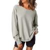 imageEVALESS Long Sleeve Shirts for Women Spring Summer Fashion 2025 Cotton Crewneck Tops Oversized Tshirts Basic Tee ShirtsGrey