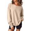 imageEVALESS Long Sleeve Shirts for Women Spring Summer Fashion 2025 Cotton Crewneck Tops Oversized Tshirts Basic Tee ShirtsKhaki