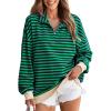 imageEVALESS Oversized Sweatshirt for Women 2024 Fall Outfits Fashion Long Sleeve Shirts Striped Quarter Zip Pullover TopsD Green Stripe