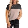 imageEVALESS Womens Long Sleeve Crewneck Shirts Tops Color Block Lightweight Oversized Loose Fit TopB Black