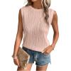 imageEVALESS Womens Spring Summer Tank Tops Wavy Textured Office Work Business Dressy Casual Crewneck Sleeveless Top Shirts for Ladies Pink Large